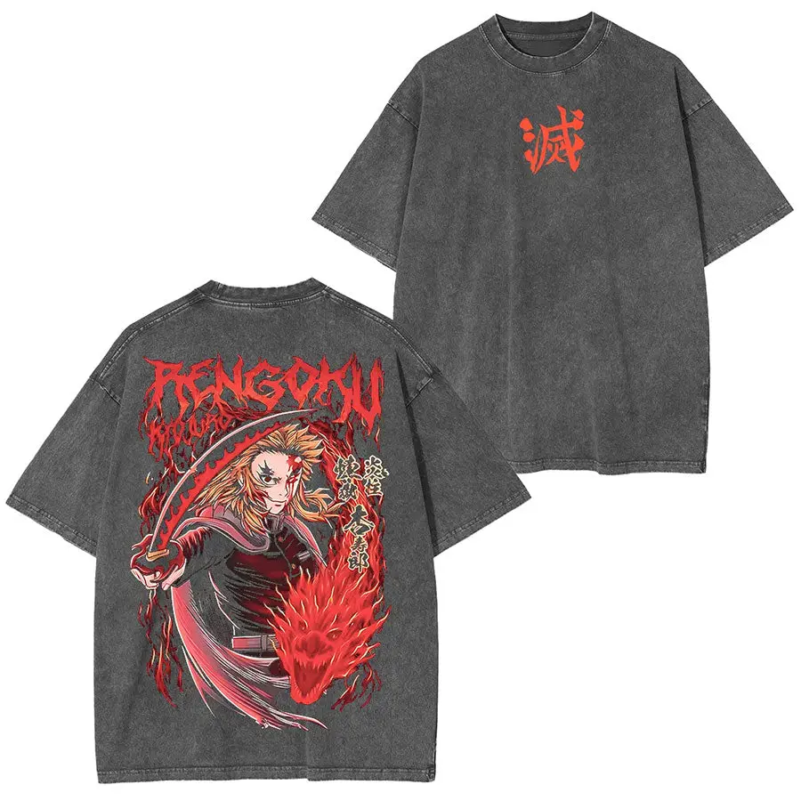 Kyojuro Rengoku Demon Slayer Oversized Graphic Tee — product image 2