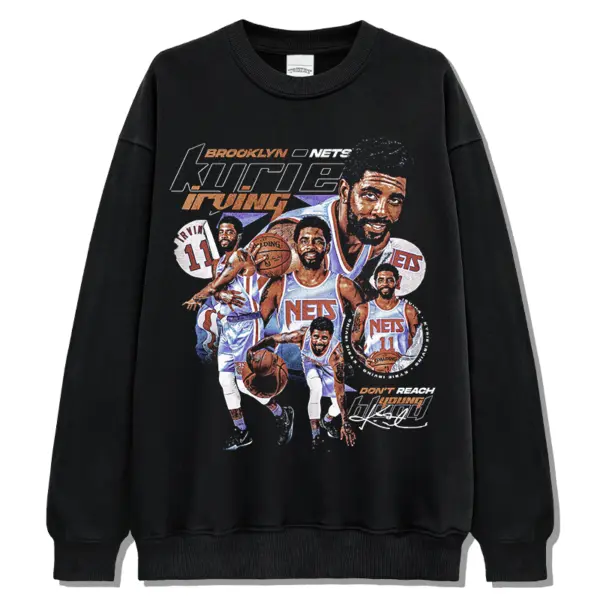 Kyrie Irving Sweatshirt NBA – Orange Brooklyn Nets Collage