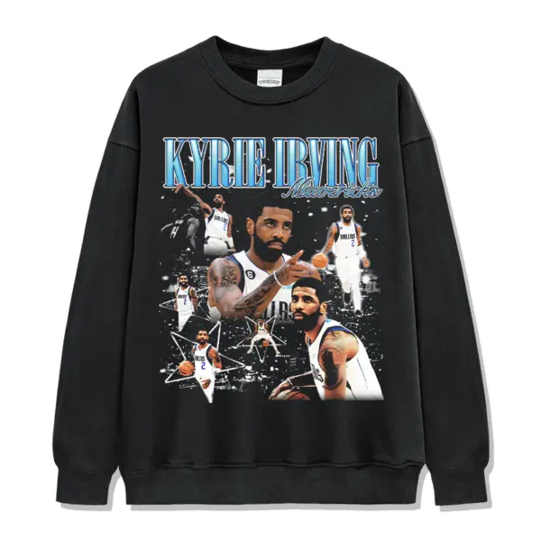 Kyrie Irving Sweatshirt NBA – Blue Letters Star Collage