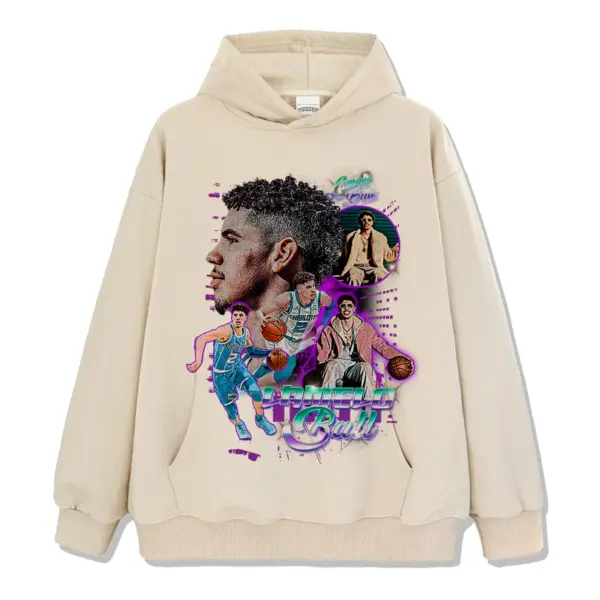 LaMelo Ball Hoodie NBA – Purple Teal Profile Collage