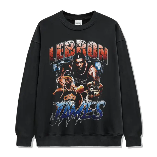 LeBron James Sweatshirt NBA – Red and Blue Letters Collage