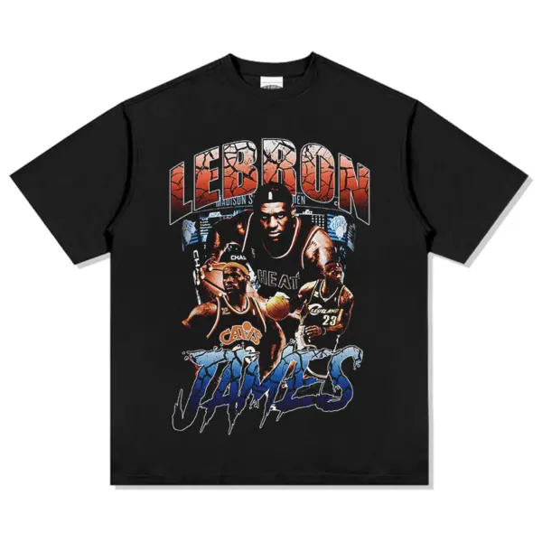LeBron James Tee NBA – Red and Blue Letters Collage