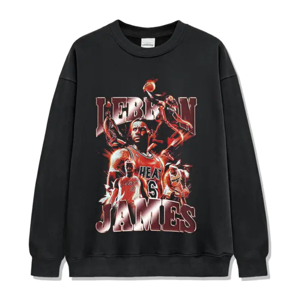 LeBron James Sweatshirt NBA – Red Heat Jersey Collage