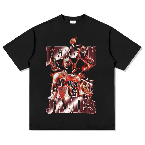 LeBron James Tee NBA – Red Heat Jersey Collage
