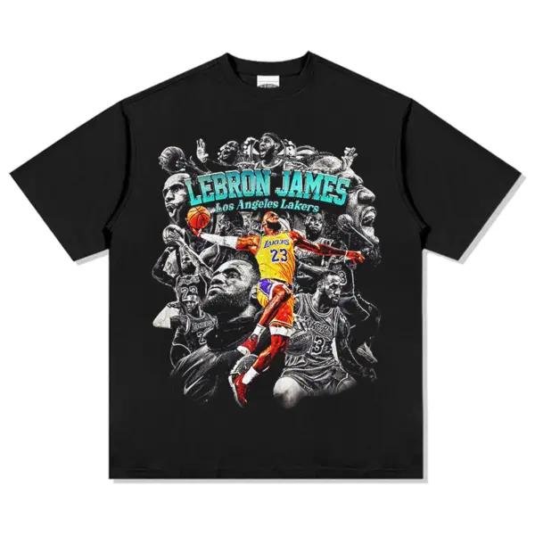 LeBron James Tee NBA – Teal Name Dunk Photo