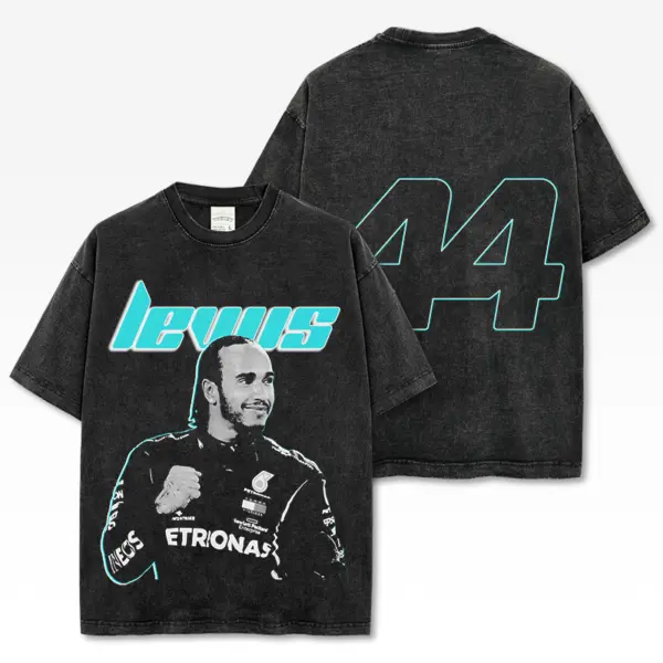 Lewis Hamilton Tee – Teal Lewis Letters 44 Back