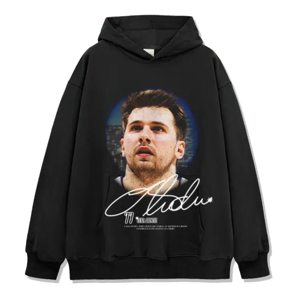 Luka Doncic Hoodie NBA – Face Portrait and Signature