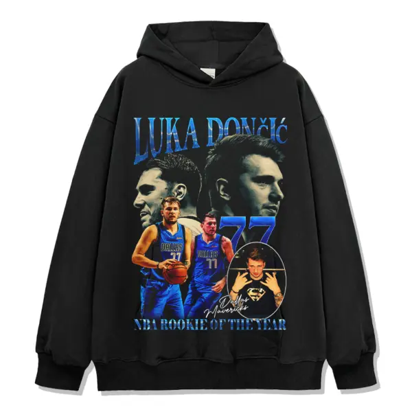 Luka Dončić Hoodie NBA 2024 – Blue Letters and 77