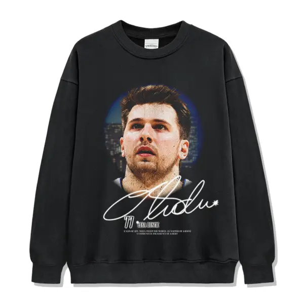 Luka Doncic Sweatshirt NBA – Face Portrait and Signature