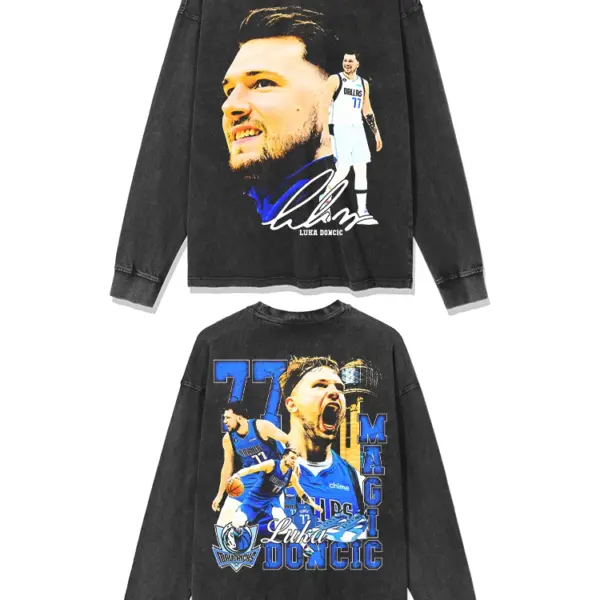 Luka Doncic Sweatshirt NBA 2024 – Signature Portrait Back Collage