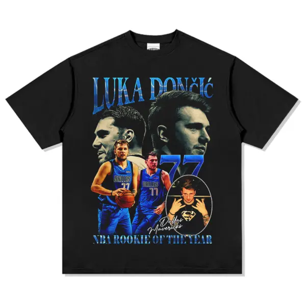 Luka Dončić Tee NBA 2024 – Blue Letters and 77