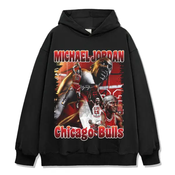 M Jordan Hoodie NBA – Red Chicago Bulls Script