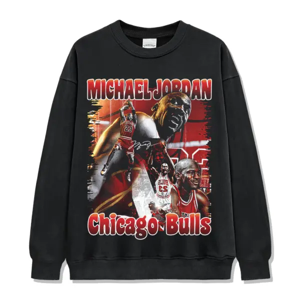M Jordan Sweatshirt NBA – Red Chicago Bulls Script