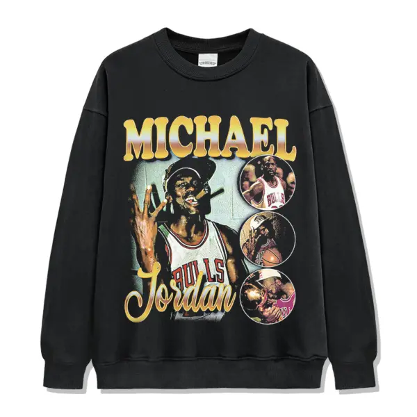 M Jordan Sweatshirt NBA – Gold Letters, Circle Photos