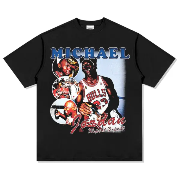 M Jordan Tee NBA – Blue Letters, Red Script
