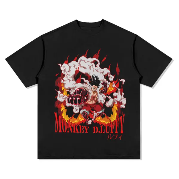 Monkey D Luffy One Piece Anime Tee – Red Flame Fist