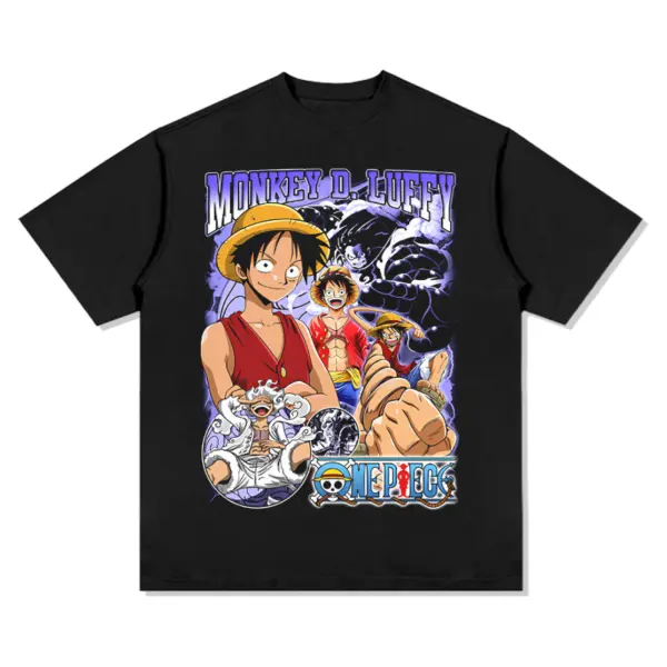 Monkey D Luffy One Piece Anime Tee – Purple Lightning Collage