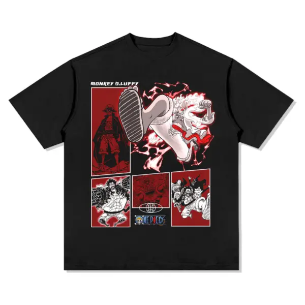 Monkey D Luffy One Piece Anime Tee – Red Manga Panels