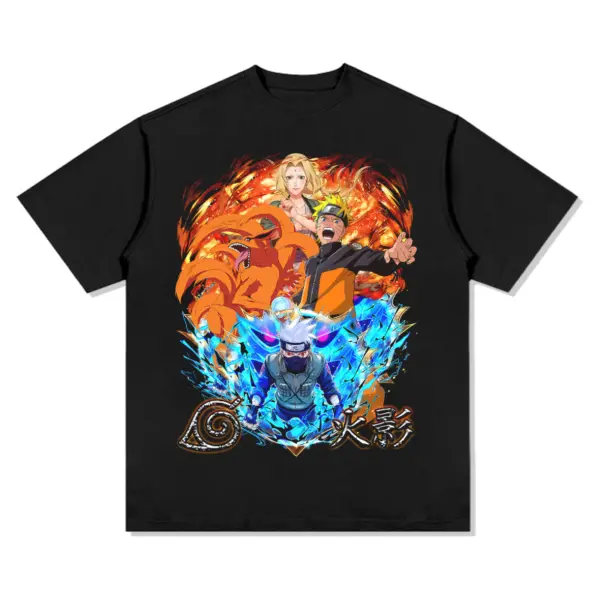 Naruto Anime Tee – Orange Fox and Blue Flames