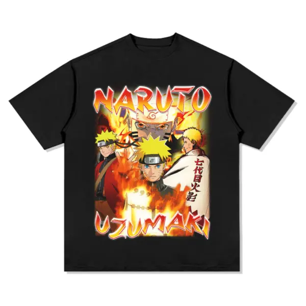 Naruto Uzumaki Anime Tee – Orange Flame Letters