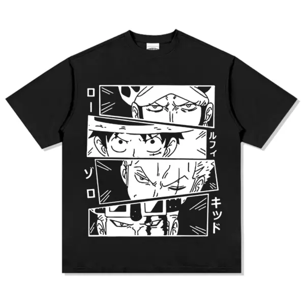 One Piece Anime Tee – White Manga Eye Panels
