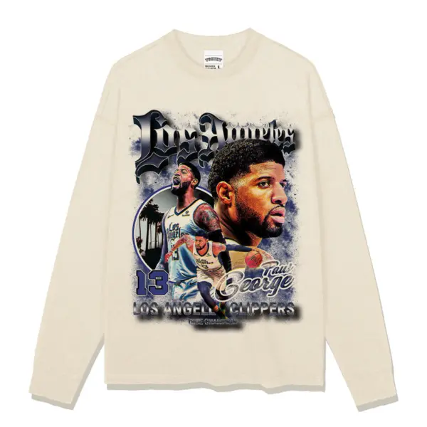 Paul George Sweatshirt NBA 2024 – Gothic Los Angeles Letters