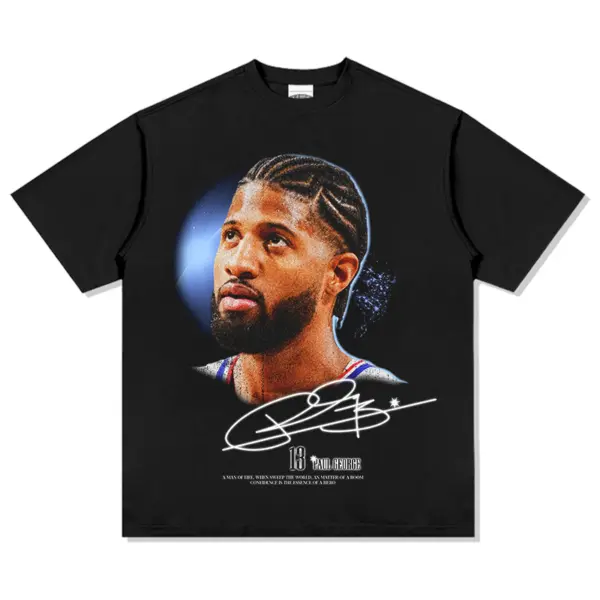 Paul George Tee NBA – Blue Glow Portrait, Signature
