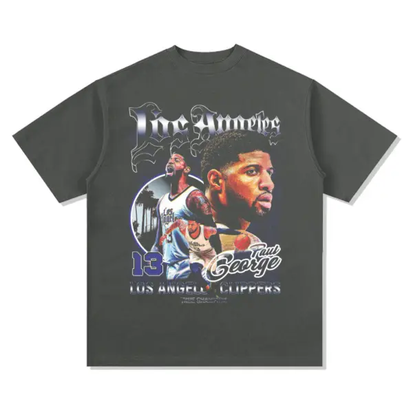 Paul George Tee NBA 2024 – Gothic Los Angeles Letters