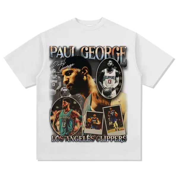 Paul George Tee NBA 2024 – Chrome Letters, Oval Photos