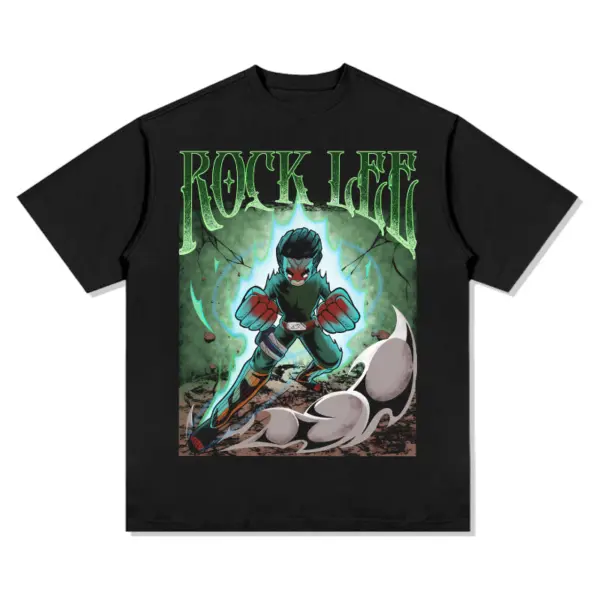 Rock Lee Naruto Anime Tee – Green Gothic Letters