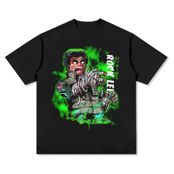 Rock Lee Naruto Anime Tee – Green Flame Aura