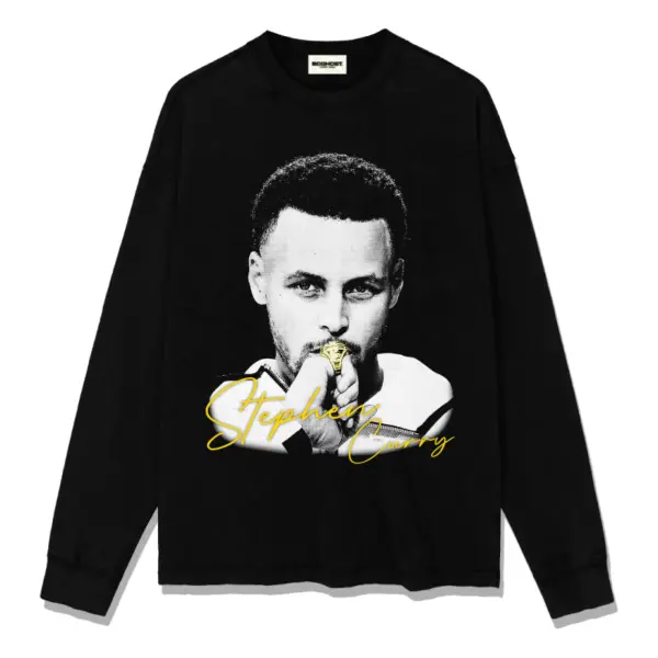 Stephen Curry NBA Sweatshirt 2024 – Greyscale Portrait, Gold Script