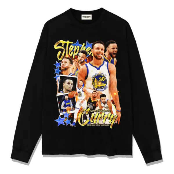 Stephen Curry NBA Sweatshirt 2024 – Gold Script, Blue Stars