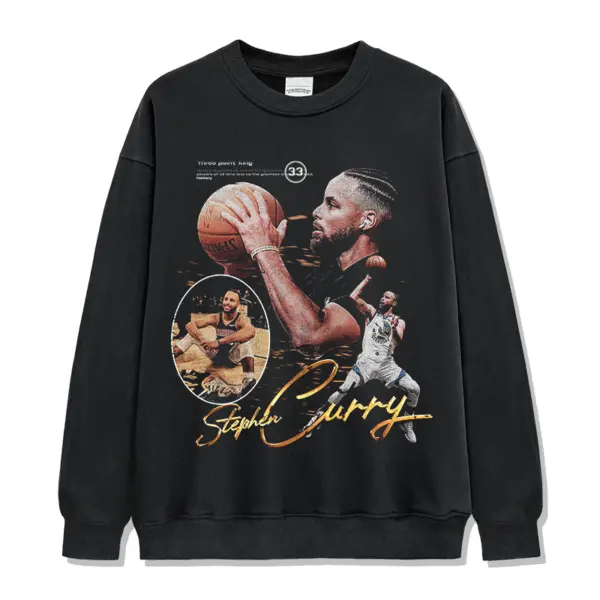 Stephen Curry Sweatshirt NBA – Gold Script, Shooting Photo