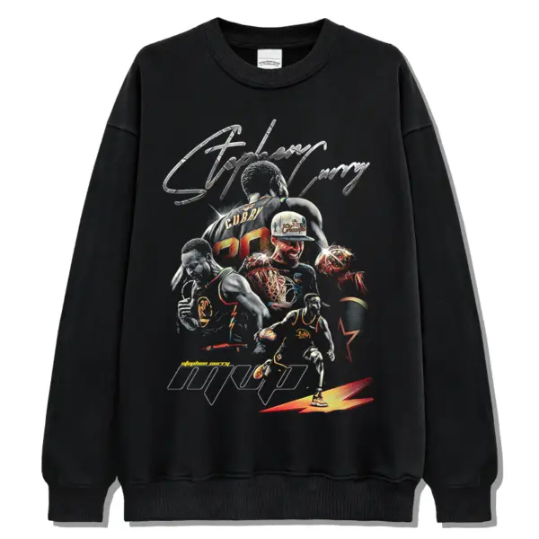 Stephen Curry Sweatshirt NBA – Silver Script, MVP Bolt