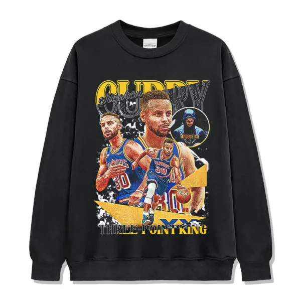 Stephen Curry Sweatshirt NBA 2024 – Gold Curry Letters, Blue Jerseys