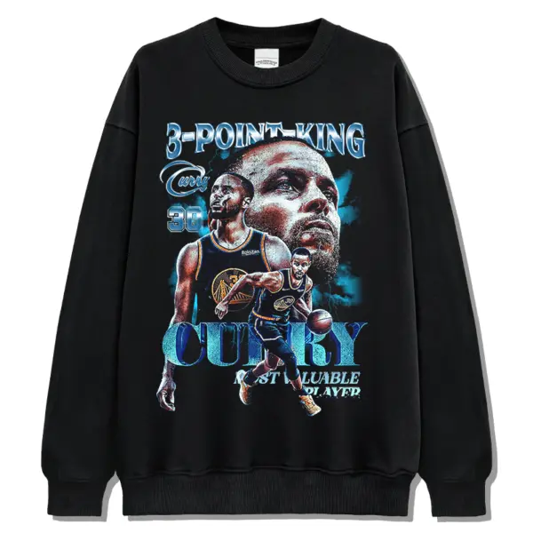 Stephen Curry Sweatshirt NBA 2024 – 3-Point King, Teal Print