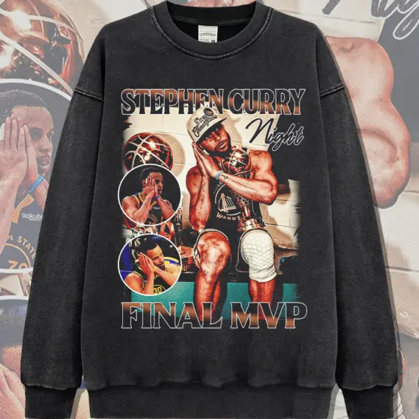 Stephen Curry Sweatshirt NBA 2024 – Washed Black, Night Final MVP