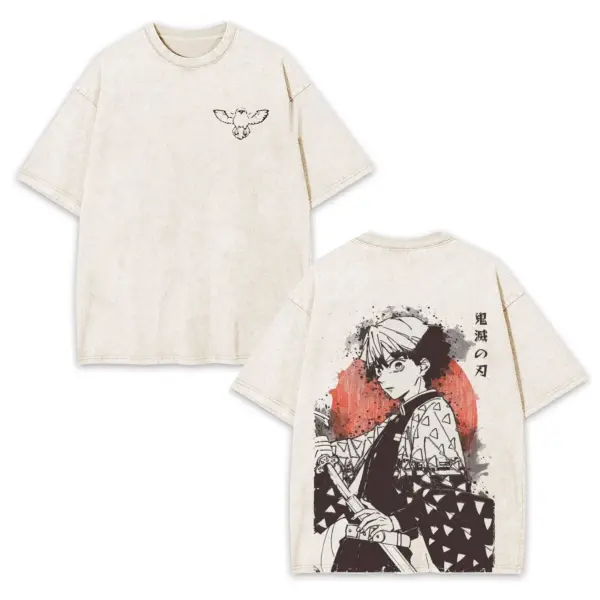 Zenitsu Agatsuma Demon Slayer Anime Washed Graphic Tee