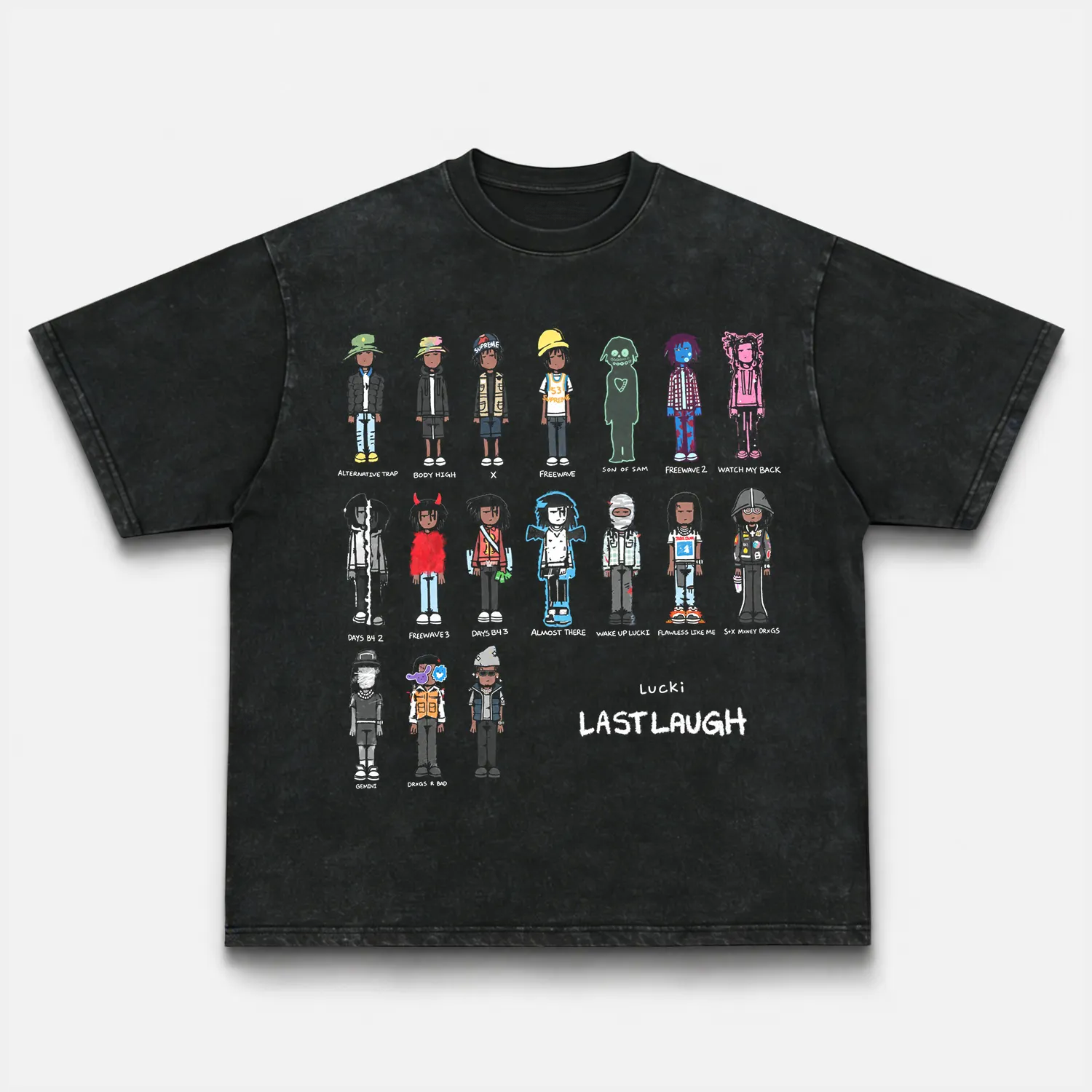 Lucki & Last Laugh Tee — Washed Black