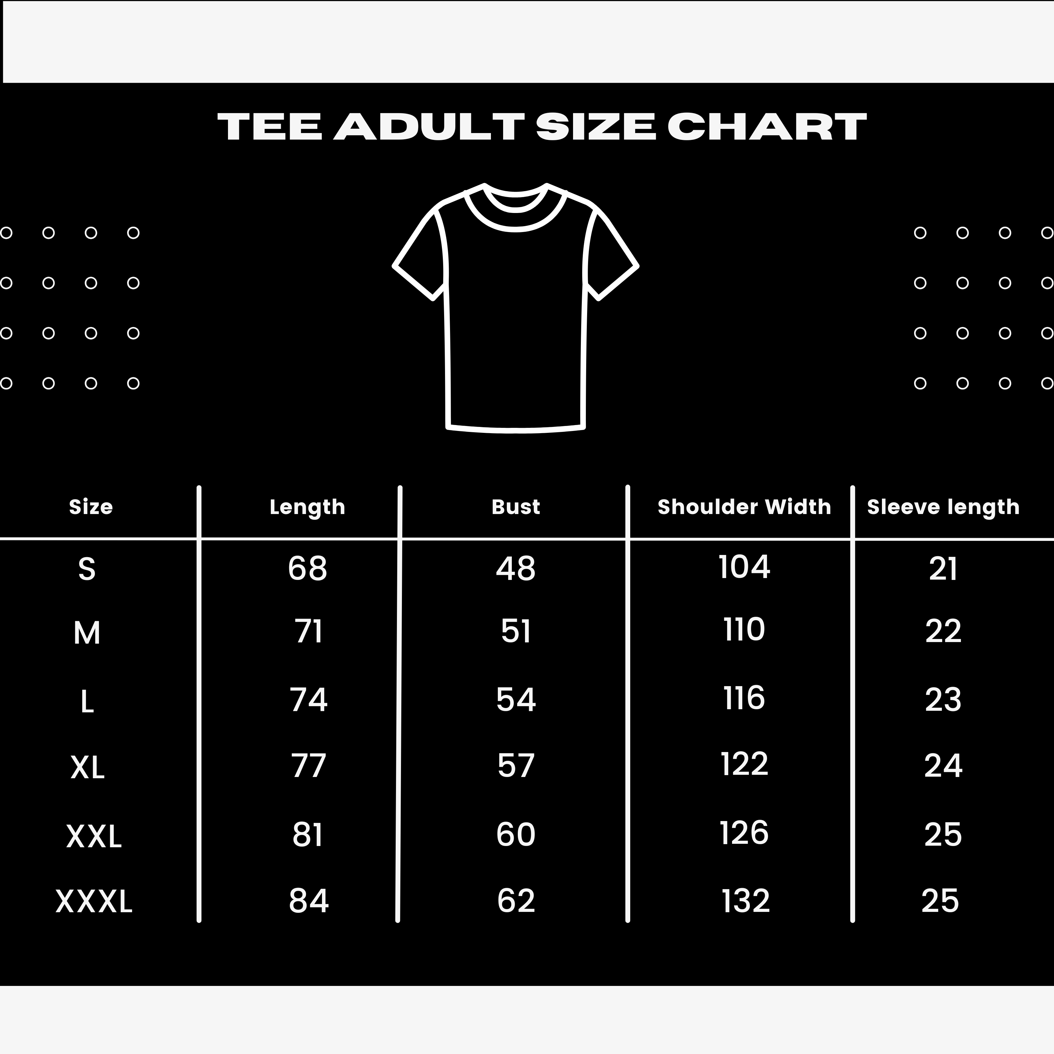6ix Merchandise hoodie size chart